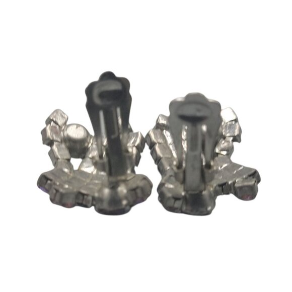 Alice Caviness Multi-Colored Aurora Borealis Clip On Earrings VTG Unsigned - Picture 11 of 13